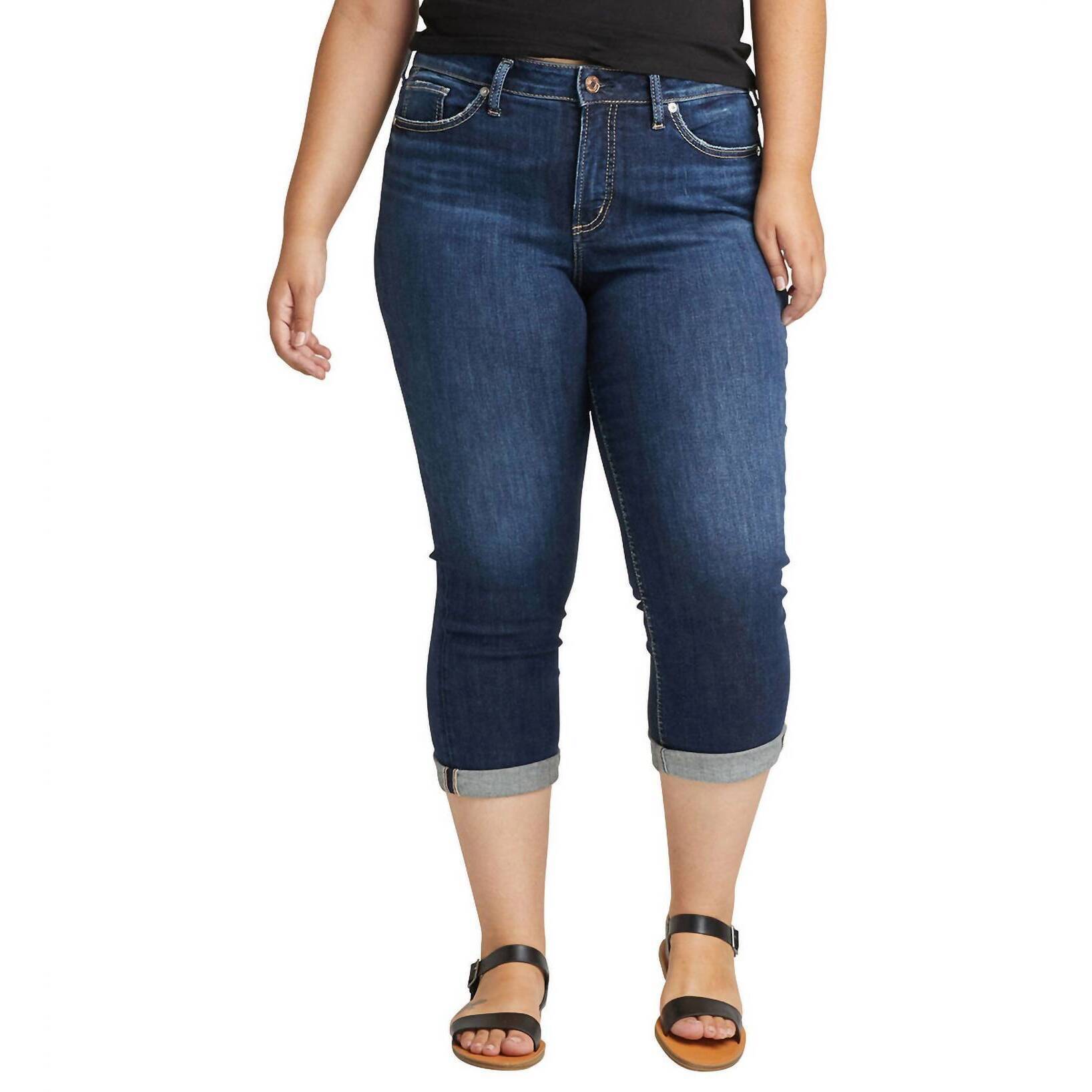 New Silver Jeans Co Avery High Rise Capri Jeans - Plus In Dark Wash